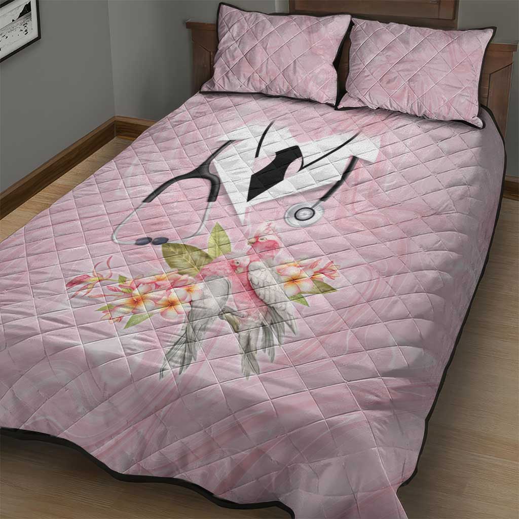 Aussie Nurse RN Pink Cockatoo Quilt Bed Set