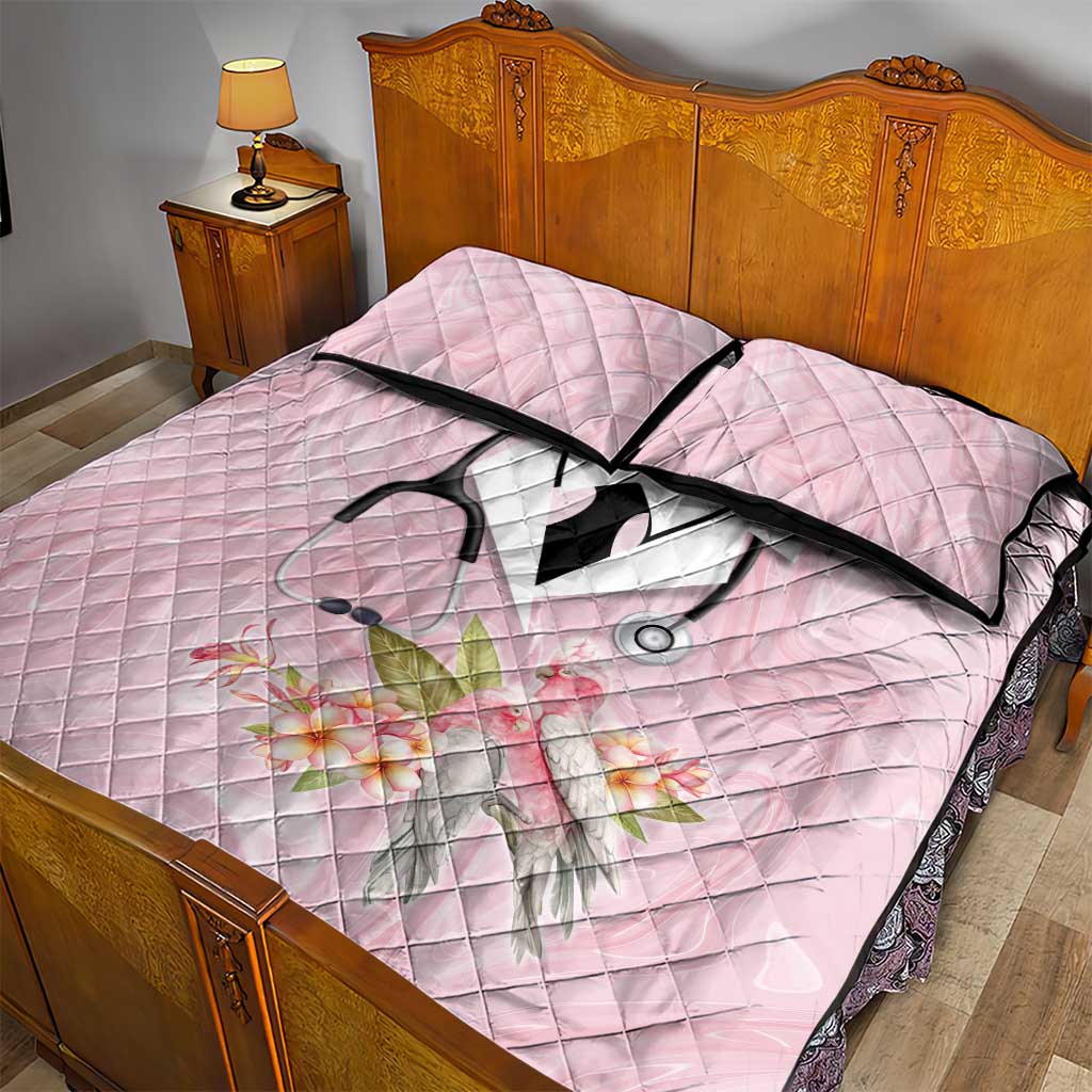 Aussie Nurse RN Pink Cockatoo Quilt Bed Set
