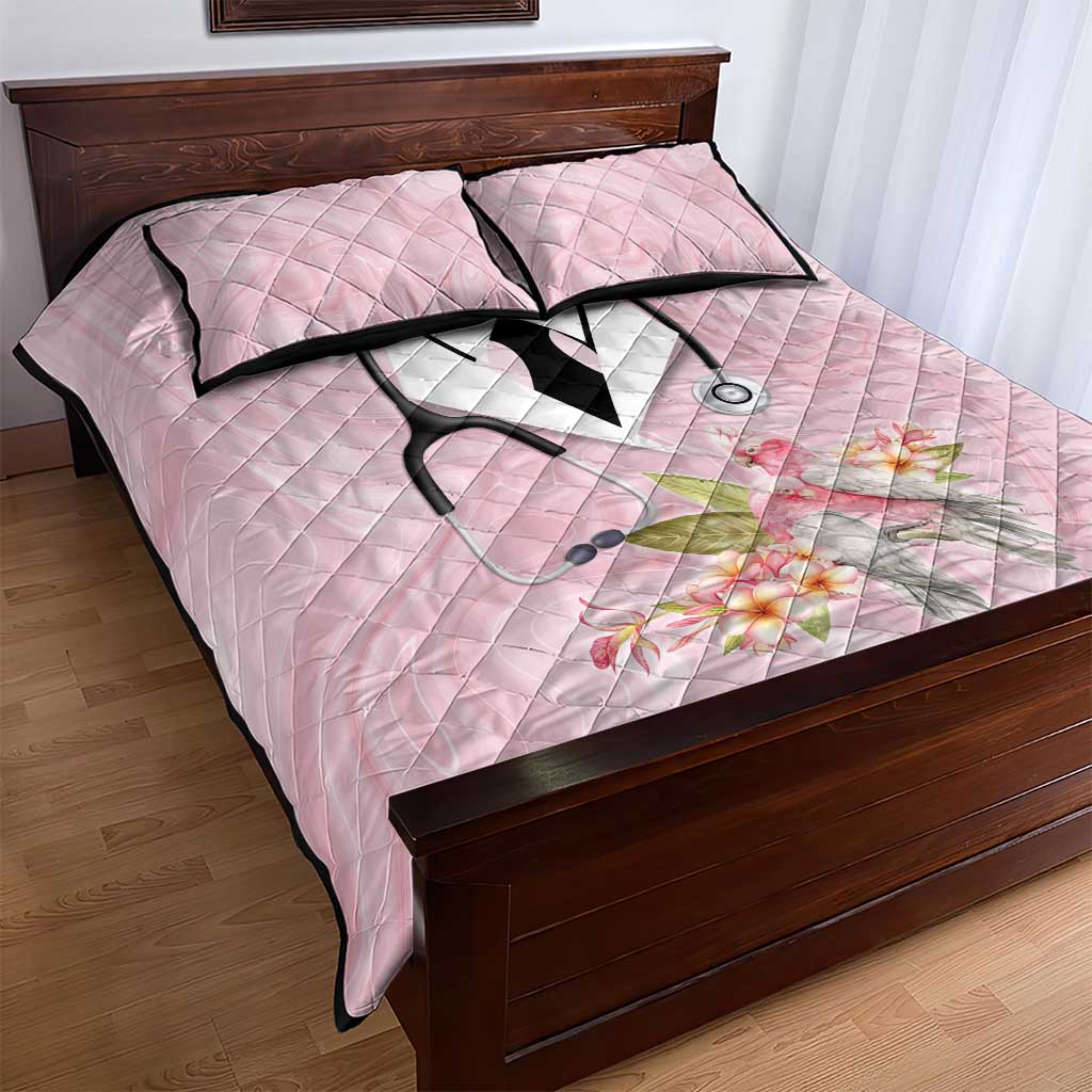 Aussie Nurse RN Pink Cockatoo Quilt Bed Set