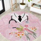 Aussie Nurse RN Pink Cockatoo Round Carpet