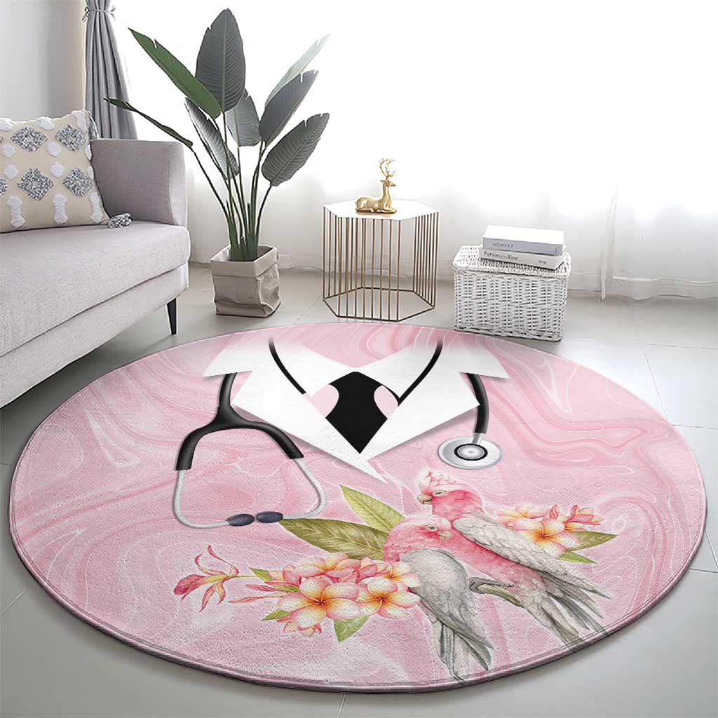Aussie Nurse RN Pink Cockatoo Round Carpet