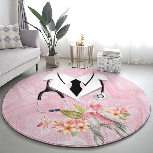 Aussie Nurse RN Pink Cockatoo Round Carpet