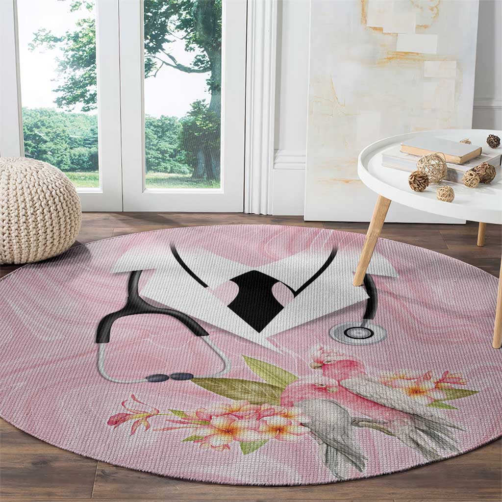 Aussie Nurse RN Pink Cockatoo Round Carpet