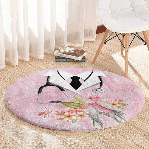 Aussie Nurse RN Pink Cockatoo Round Carpet