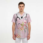 Aussie Nurse RN Pink Cockatoo Scrub Top