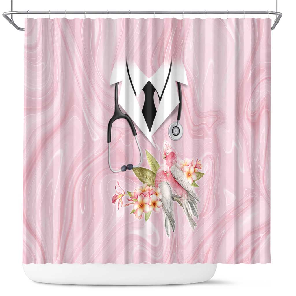 Aussie Nurse RN Pink Cockatoo Shower Curtain