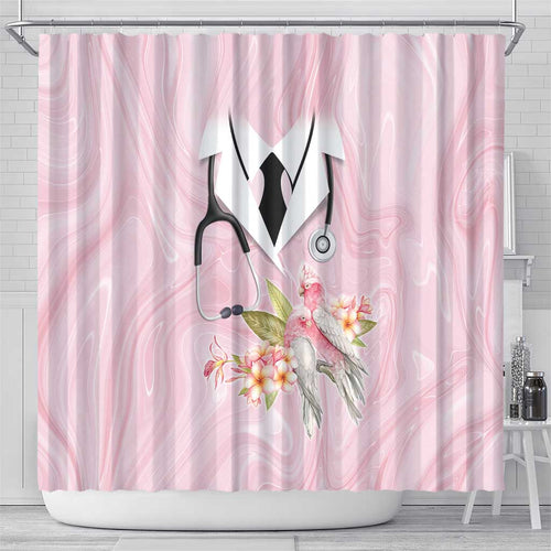 Aussie Nurse RN Pink Cockatoo Shower Curtain