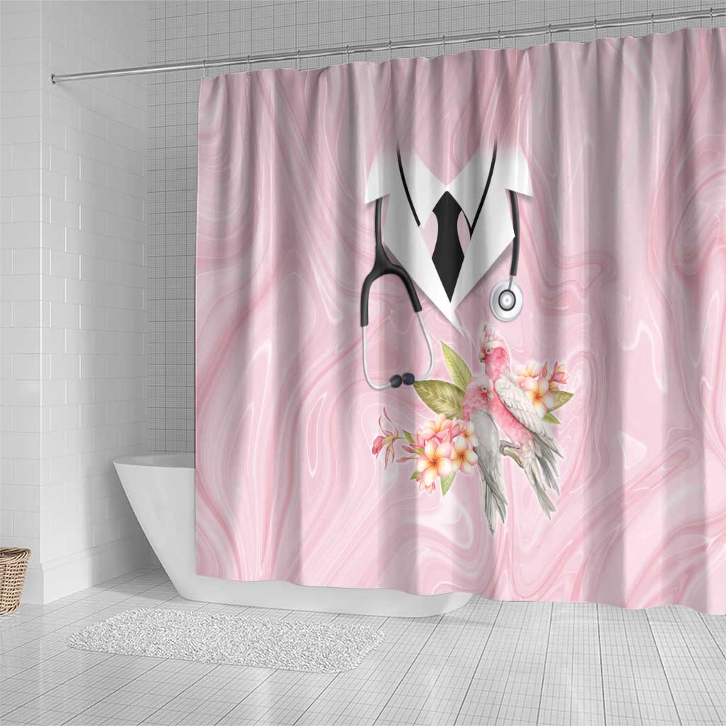 Aussie Nurse RN Pink Cockatoo Shower Curtain