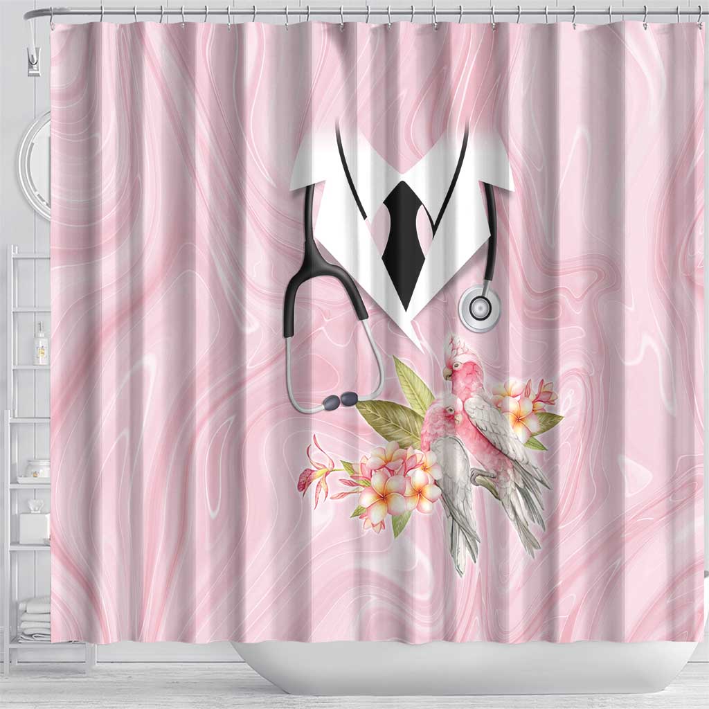 Aussie Nurse RN Pink Cockatoo Shower Curtain