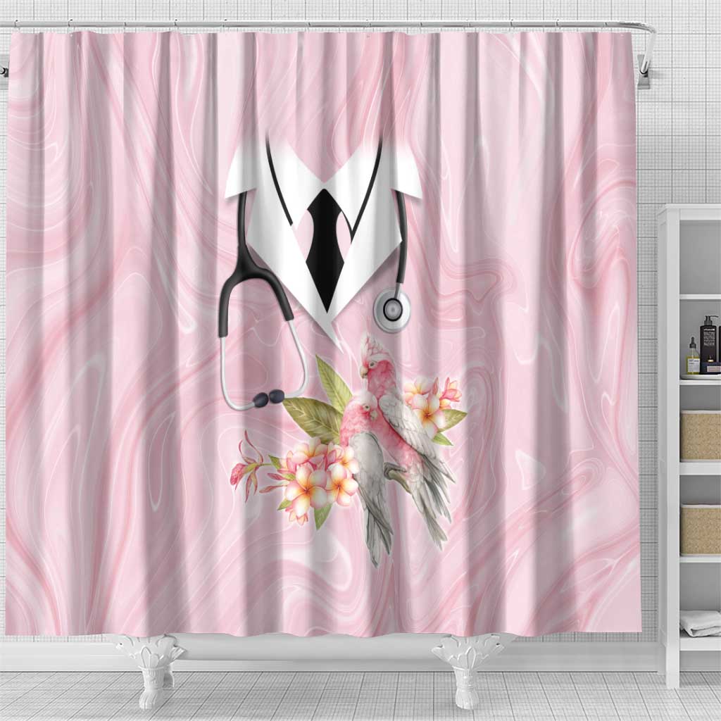 Aussie Nurse RN Pink Cockatoo Shower Curtain