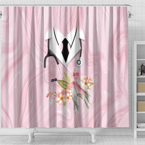 Aussie Nurse RN Pink Cockatoo Shower Curtain