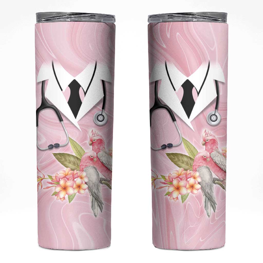 Aussie Nurse RN Pink Cockatoo Skinny Tumbler
