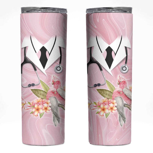 Aussie Nurse RN Pink Cockatoo Skinny Tumbler