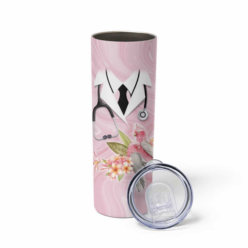 Aussie Nurse RN Pink Cockatoo Skinny Tumbler