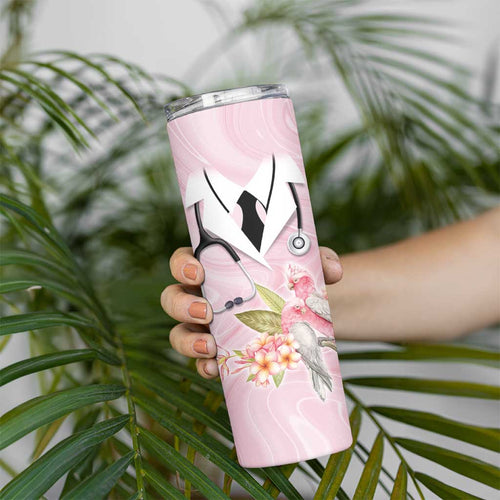 Aussie Nurse RN Pink Cockatoo Skinny Tumbler