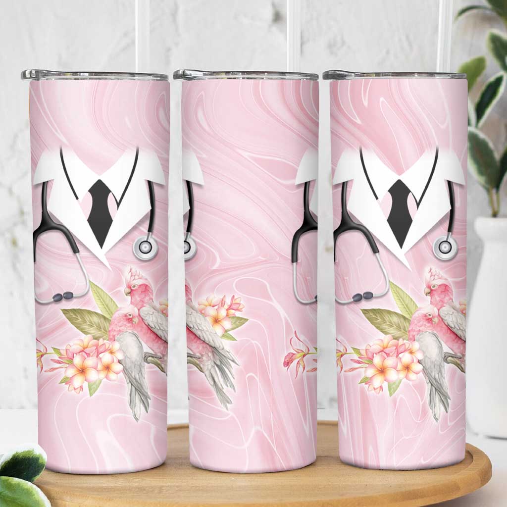 Aussie Nurse RN Pink Cockatoo Skinny Tumbler