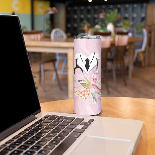 Aussie Nurse RN Pink Cockatoo Skinny Tumbler