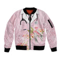 Aussie Nurse RN Pink Cockatoo Sleeve Zip Bomber Jacket