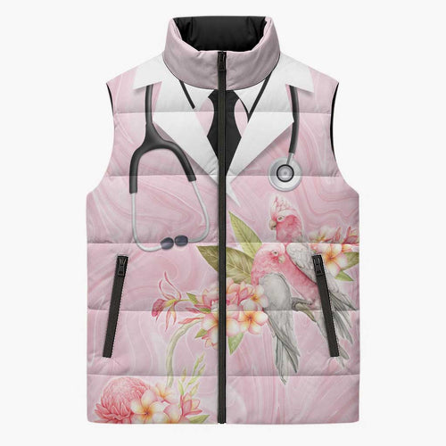 Aussie Nurse RN Pink Cockatoo Sleeveless Puffer Jacket
