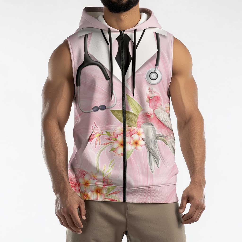 Aussie Nurse RN Pink Cockatoo Sleeveless Zip Hoodie