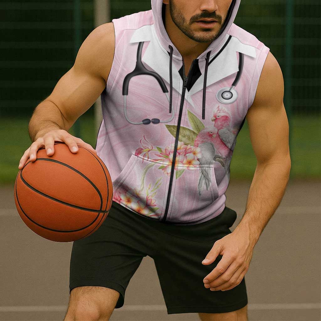 Aussie Nurse RN Pink Cockatoo Sleeveless Zip Hoodie