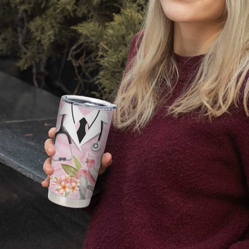 Aussie Nurse RN Pink Cockatoo Tumbler Cup