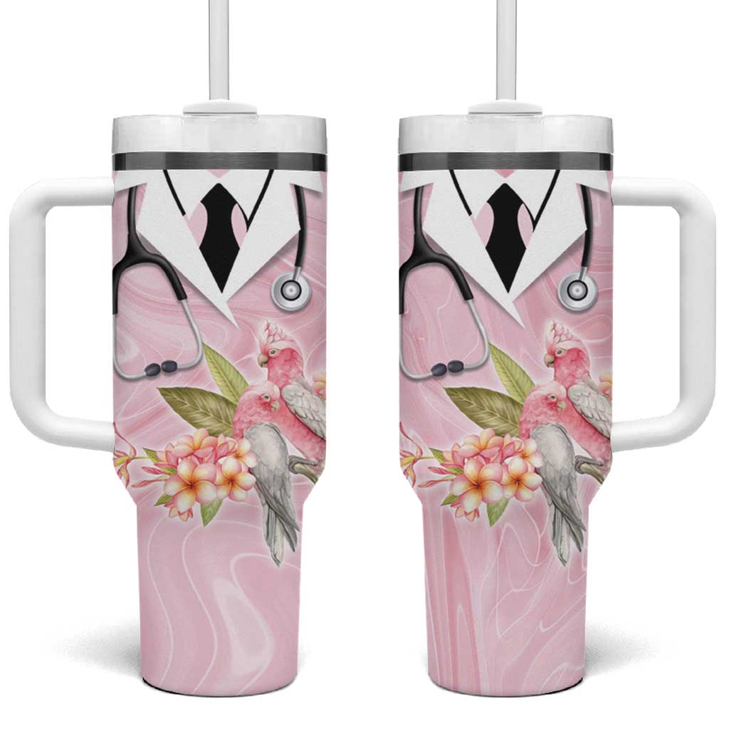 Aussie Nurse RN Pink Cockatoo Tumbler With Handle