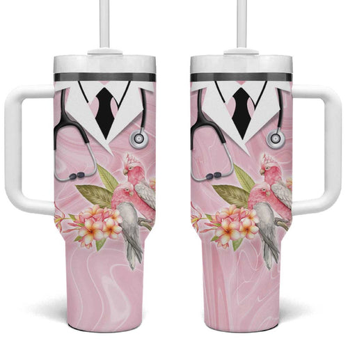 Aussie Nurse RN Pink Cockatoo Tumbler With Handle