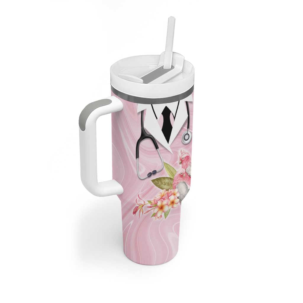 Aussie Nurse RN Pink Cockatoo Tumbler With Handle