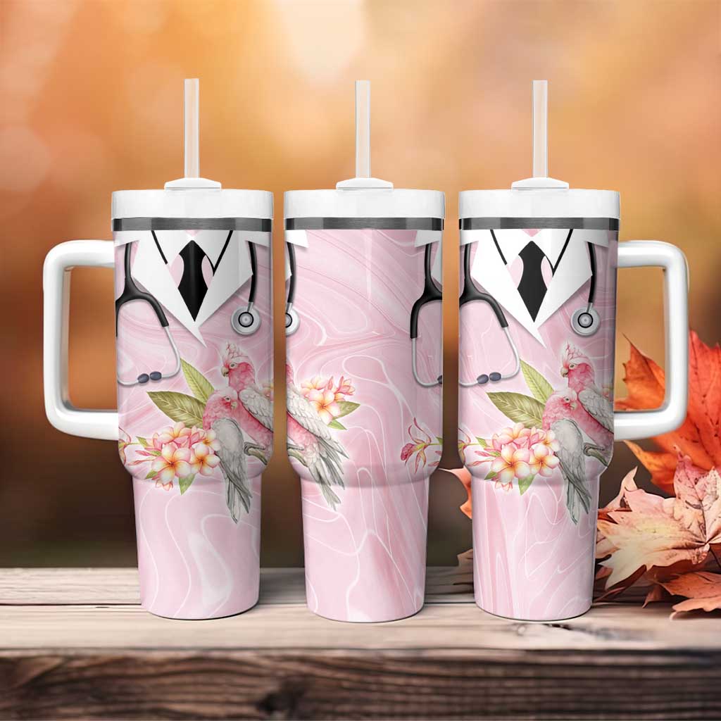 Aussie Nurse RN Pink Cockatoo Tumbler With Handle