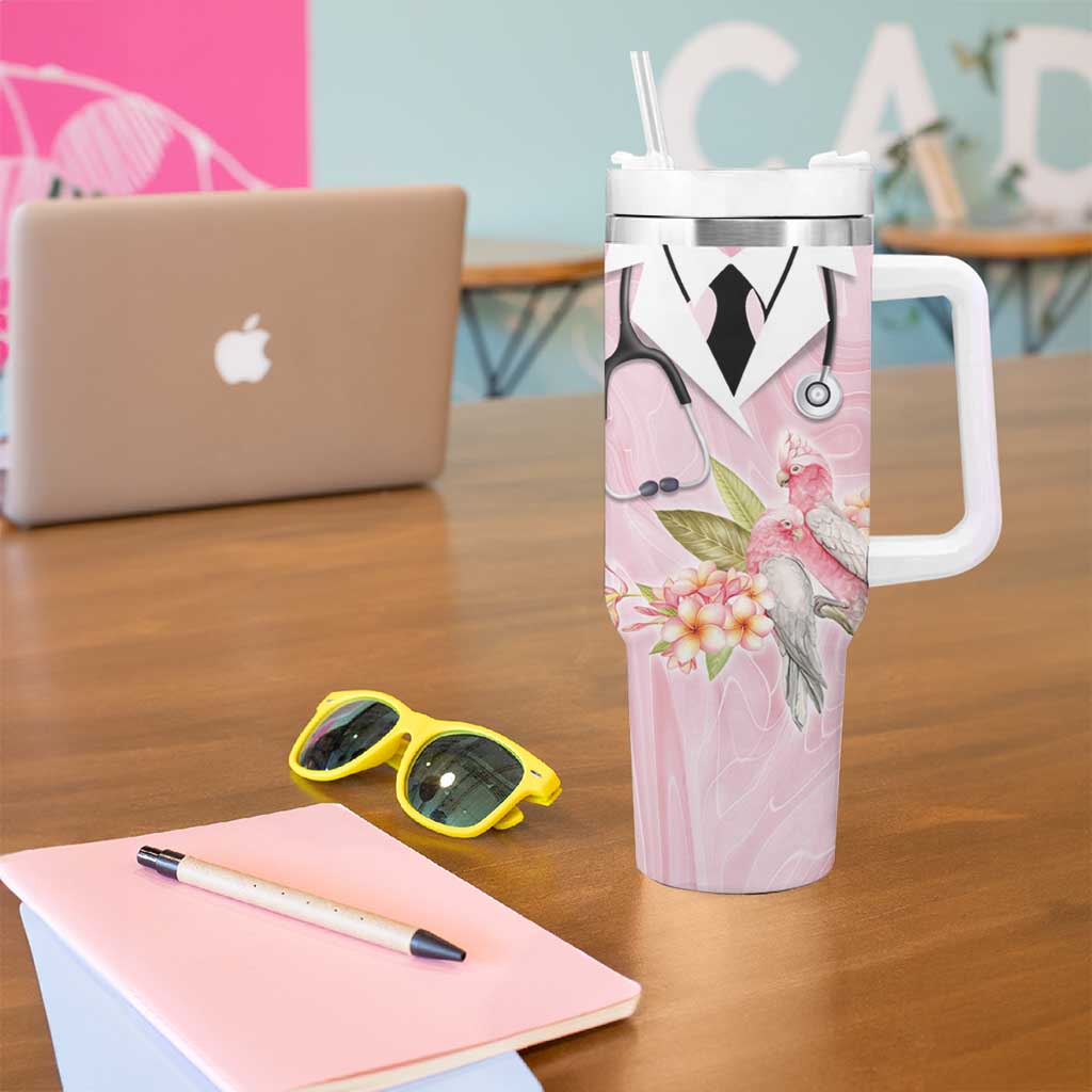 Aussie Nurse RN Pink Cockatoo Tumbler With Handle