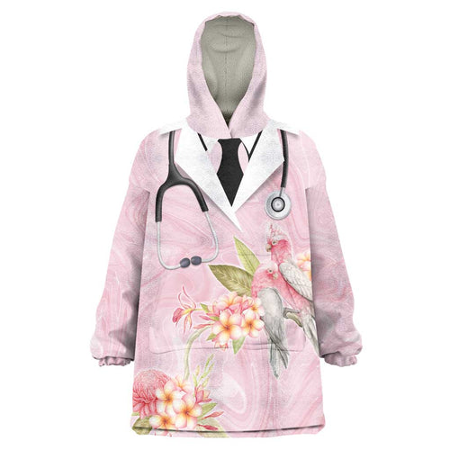 Aussie Nurse RN Pink Cockatoo Wearable Blanket Hoodie