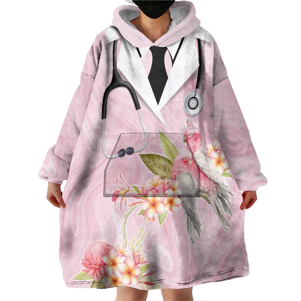 Aussie Nurse RN Pink Cockatoo Wearable Blanket Hoodie