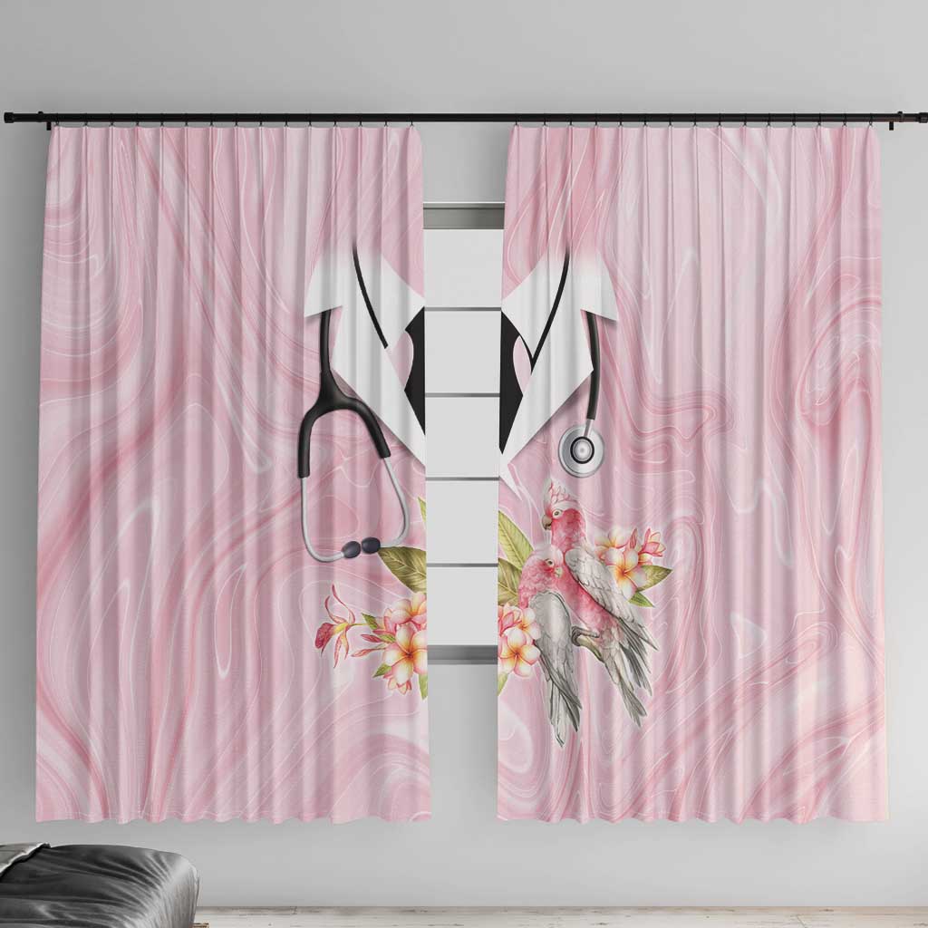 Aussie Nurse RN Pink Cockatoo Window Curtain
