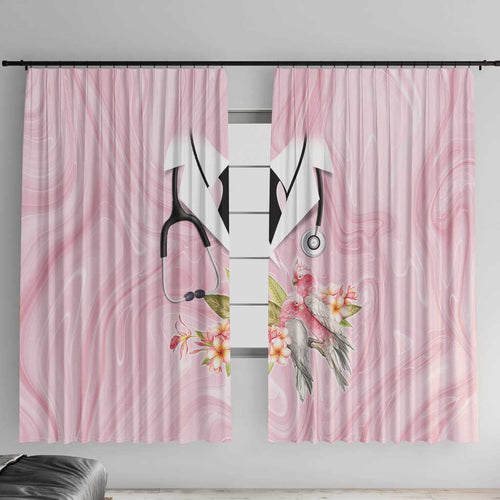 Aussie Nurse RN Pink Cockatoo Window Curtain