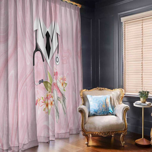 Aussie Nurse RN Pink Cockatoo Window Curtain
