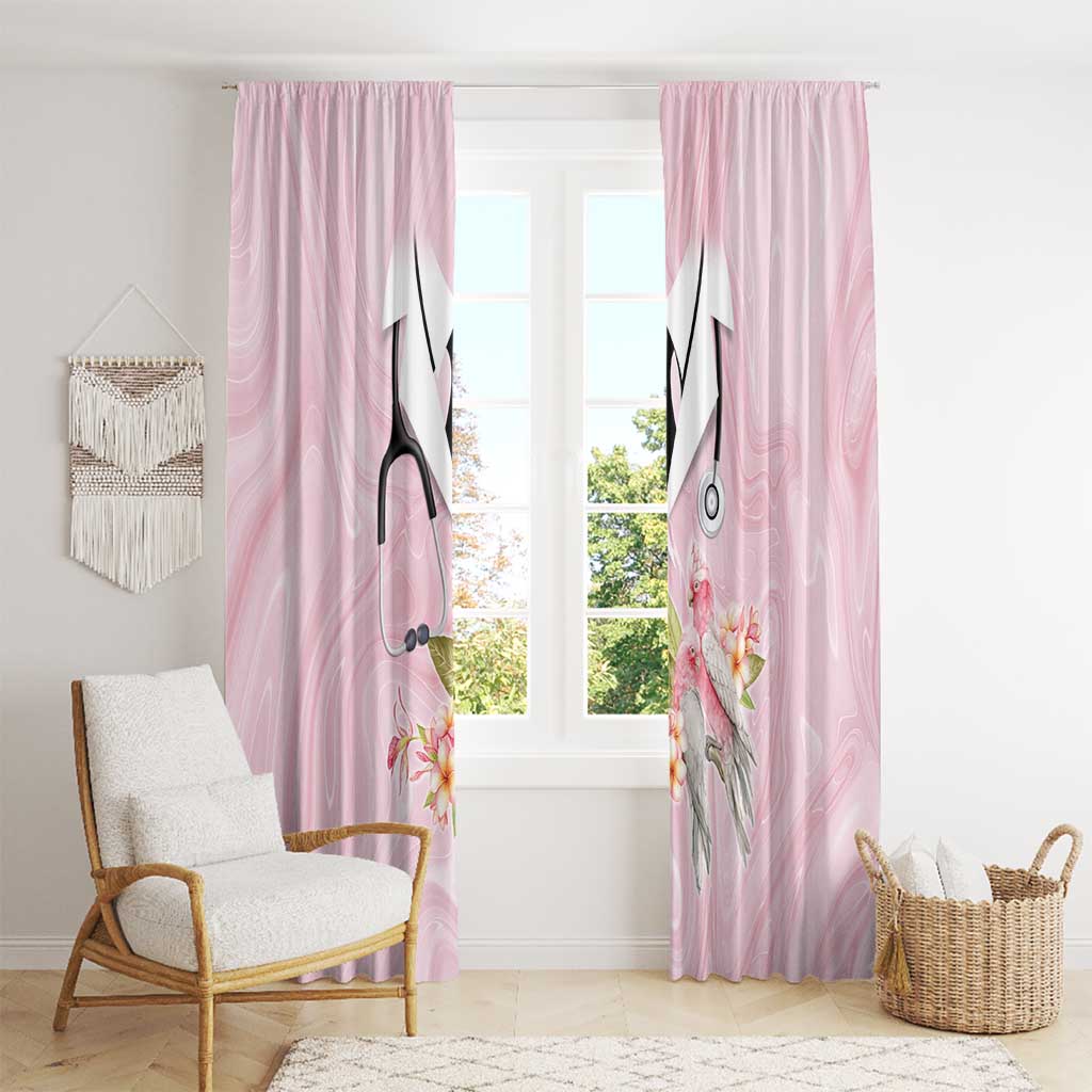 Aussie Nurse RN Pink Cockatoo Window Curtain