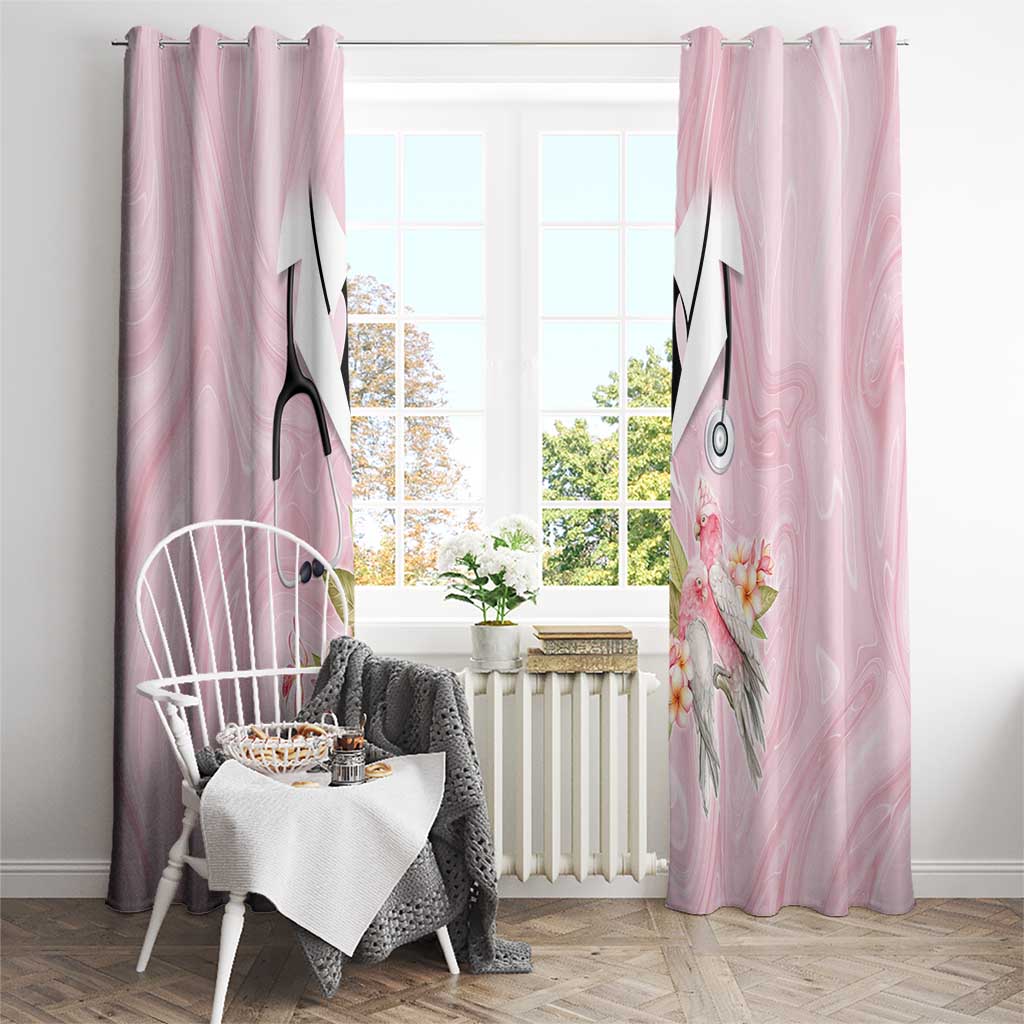 Aussie Nurse RN Pink Cockatoo Window Curtain
