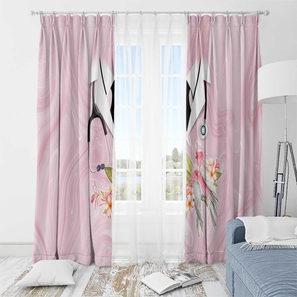 Aussie Nurse RN Pink Cockatoo Window Curtain