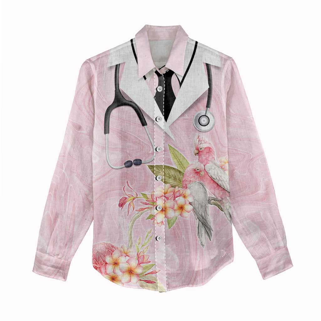 Aussie Nurse RN Pink Cockatoo Women Casual Shirt