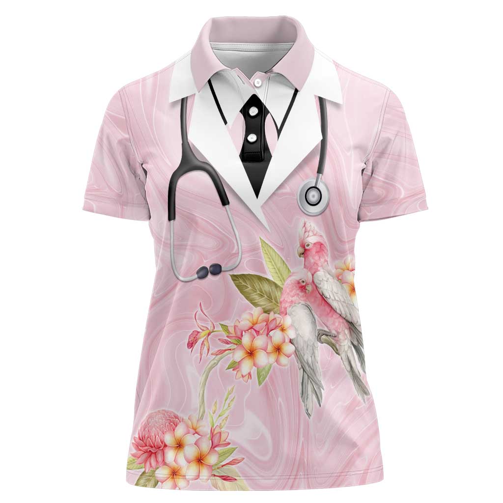 Aussie Nurse RN Pink Cockatoo Women Polo Shirt