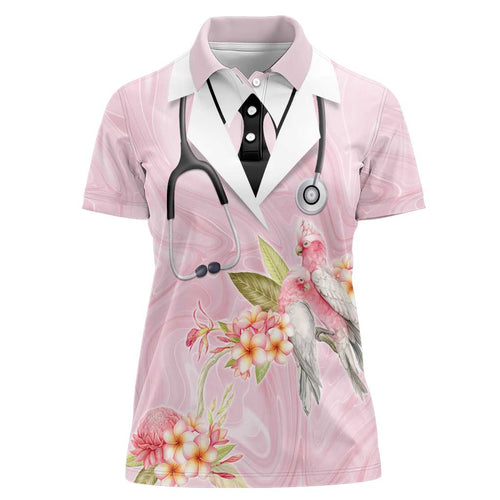 Aussie Nurse RN Pink Cockatoo Women Polo Shirt