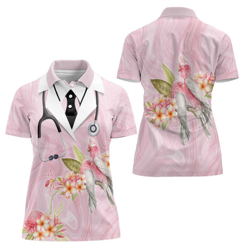 Aussie Nurse RN Pink Cockatoo Women Polo Shirt