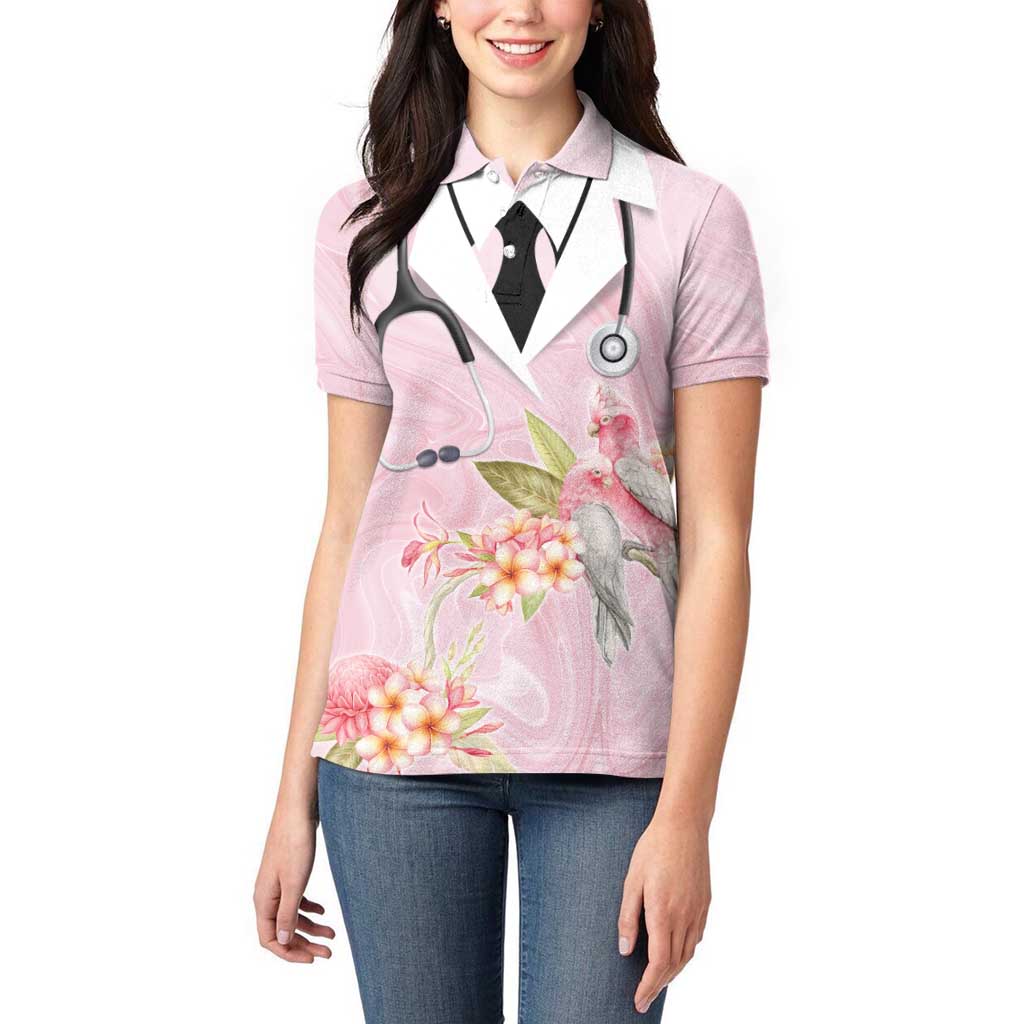 Aussie Nurse RN Pink Cockatoo Women Polo Shirt