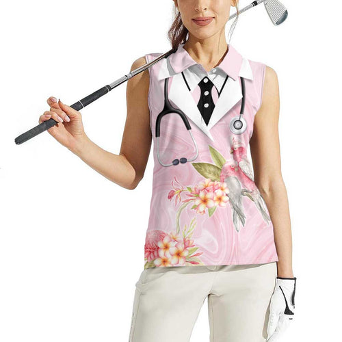 Aussie Nurse RN Pink Cockatoo Women Sleeveless Polo Shirt