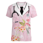 Aussie Nurse RN Pink Cockatoo Women V-Neck T-Shirt