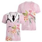 Aussie Nurse RN Pink Cockatoo Women V-Neck T-Shirt