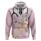 Aussie Nurse RN Pink Cockatoo Zip Hoodie