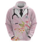 Aussie Nurse RN Pink Cockatoo Zip Hoodie