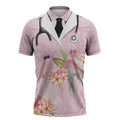 Aussie Nurse RN Pink Cockatoo Zipper Polo Shirt